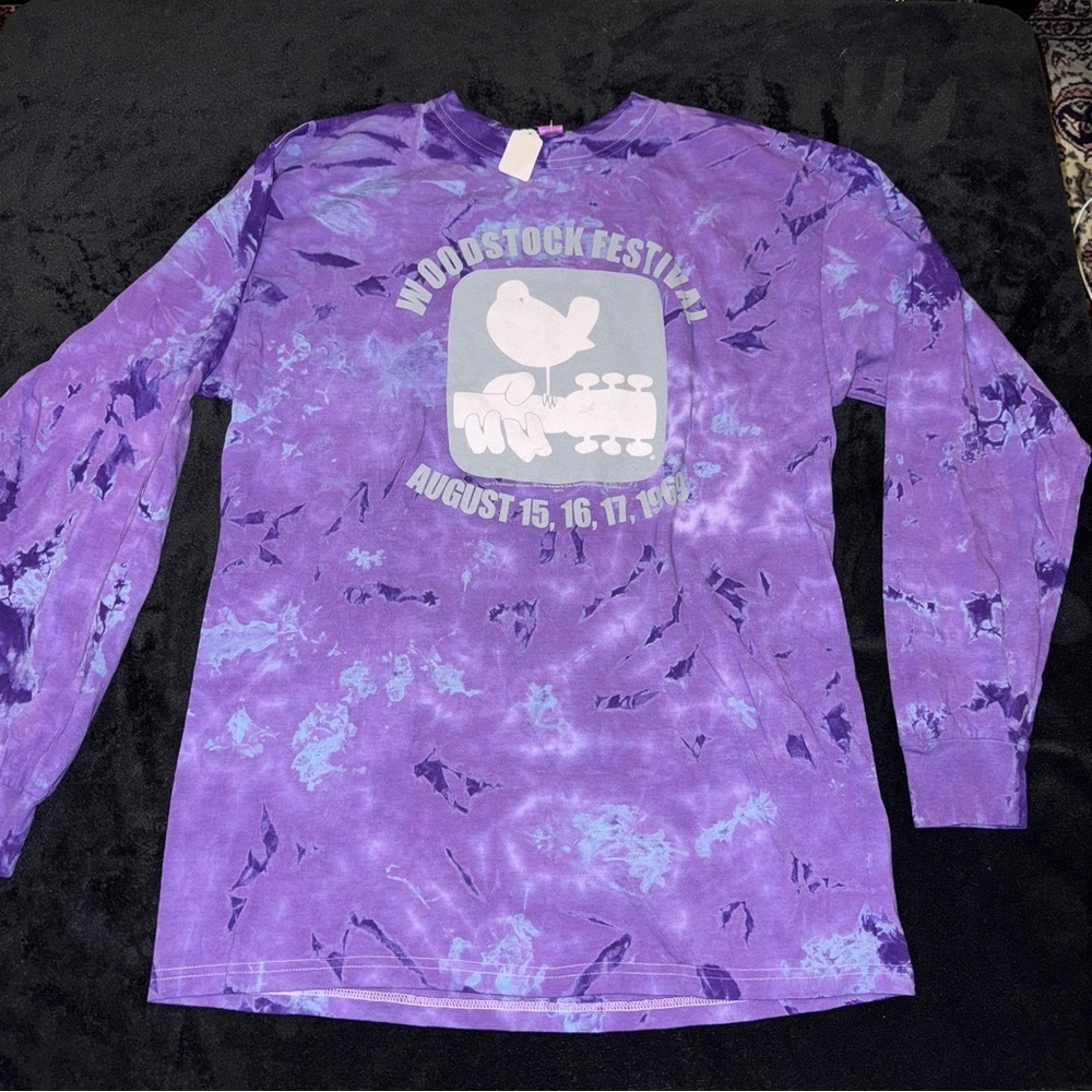 Woodstock Festival Purple Tie-Dye Long Sleeve Tee